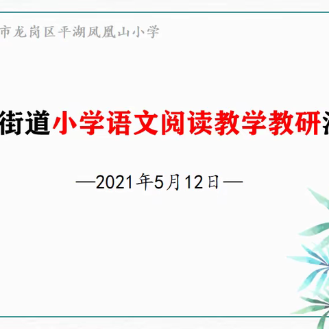 “教”以潜心，“研”以致远 ——记平湖街道小学语文阅读教学教研活动