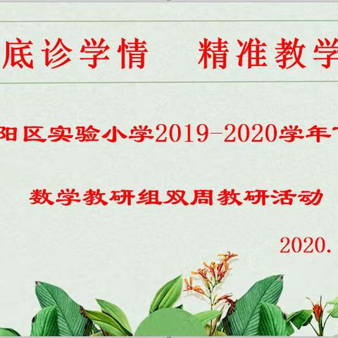 全面摸底诊学情     精准教学提质量——建阳区实验小学2019−2020学年下期数学教研组双周教研活动