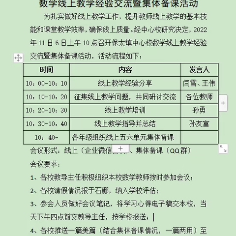 【保太中心校王继光】云端教研 共促成长——保太中心校数学线上教学经验交流暨集体备课活动