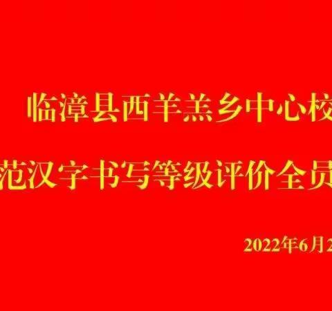 写规范汉字 做儒雅少年——西羊羔乡中心校规范汉字书写水平等级评价全员校测