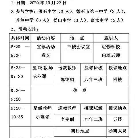 金秋岁寒两相见，名师送教一线牵——记2020年磐石市人才“组团式”送教支教帮扶活动