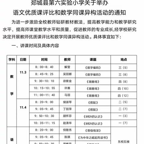 同课放光彩  异构显新意—记郯城县第六实验小学数学组“同课异构”教学活动