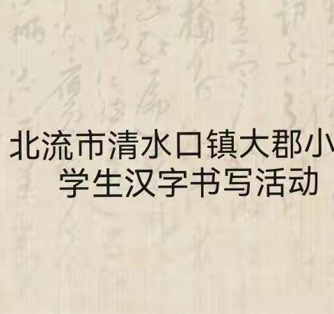 书写美丽汉字，传承中华文化——北流市清水口镇大郡小学学生汉字书写活动