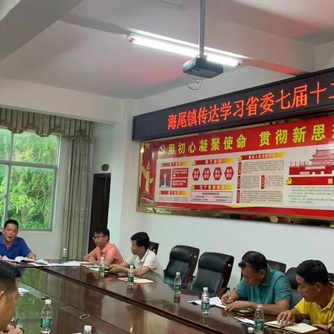 海尾镇传达学习省委七届十二次全会精神