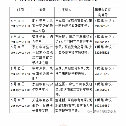 【廊坊开发区新世纪中学】廊坊市教育局家庭教育云课堂第三期—搭建平台，助力中考
