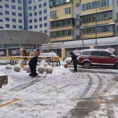 初雪满校园 扫雪护安全