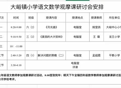 观摩中学习 交流中成长——大峪镇中心校组织小学语文数学观摩研讨会