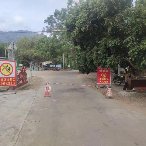 畅好居红明社区人员在十一队森林防火检查点登记进山外来人员和发放森林防火宣传手册工作。