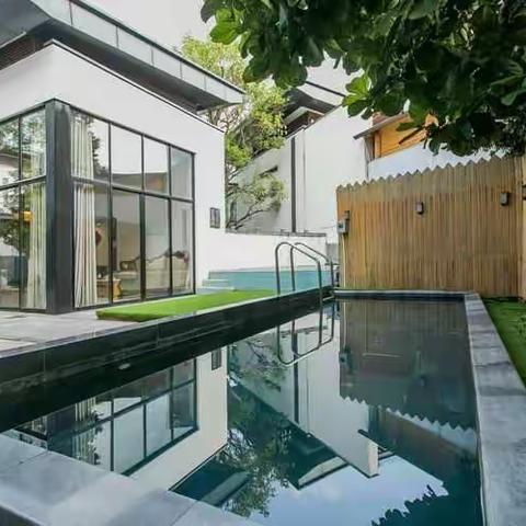 4房8床明月山溪四合院泳池温泉别墅