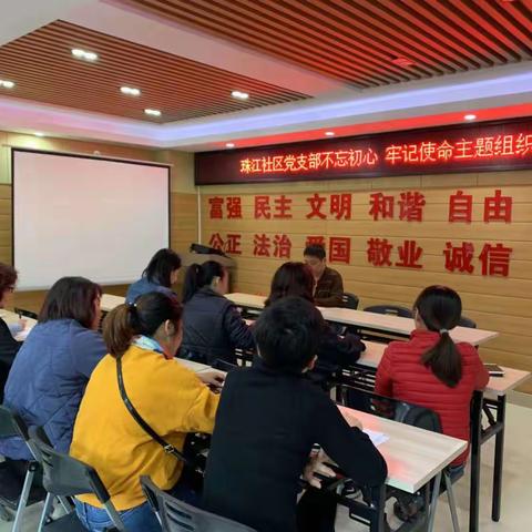 珠江社区党支部召开“不忘初心、牢记使命”专题民主生活会