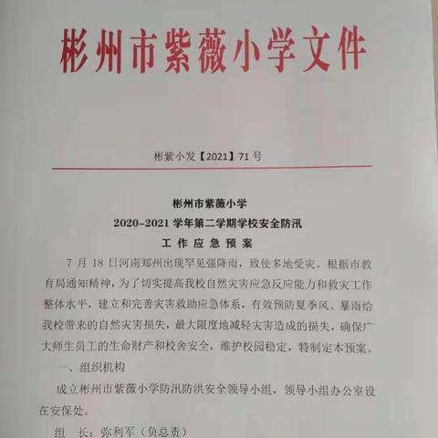 未雨绸缪早动手    守校履职责如山 ——彬州市紫薇小学全面抓实防汛备战工作