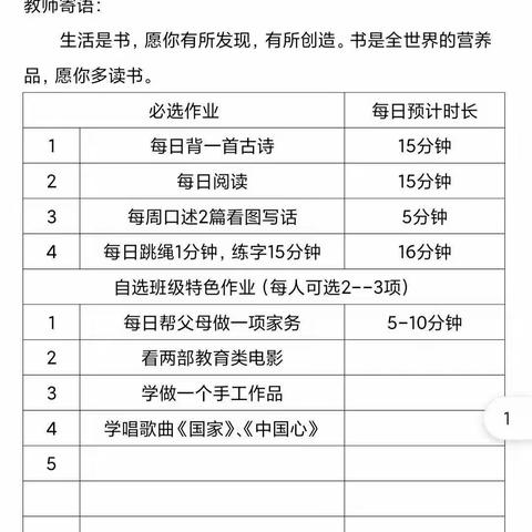 爱生活，乐实践，我们在成长——一年级1班假期活动记录