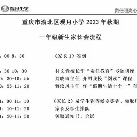 童蒙养正  筑梦起航  责任照亮心灵——观月小学一年级新生家长会