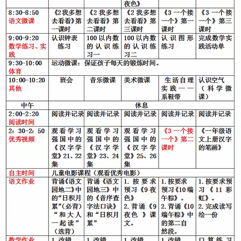 东营市胜利锦苑小学一年级空中课堂（四）