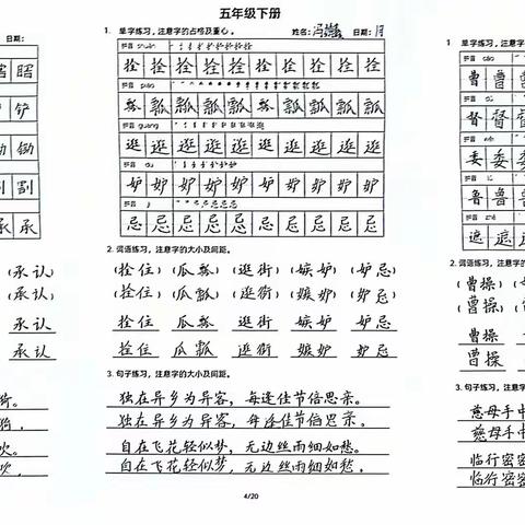 “静心练字，每天进步一点点”——光明实验小学五6中队第二小队假期练字篇