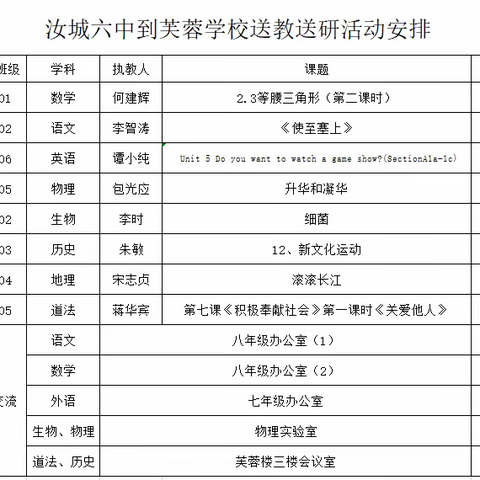 送教到校促交流，互助学习共成长——记汝城六中到汝城芙蓉学校送教送研活动