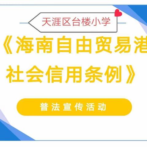 遵法守法  携手筑梦——天涯区台楼小学开展《信用条例》普法宣传活动