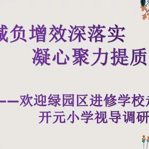 减负增效深落实 凝心聚力提质量——绿园区进修学校走进开元小学视导调研工作纪实