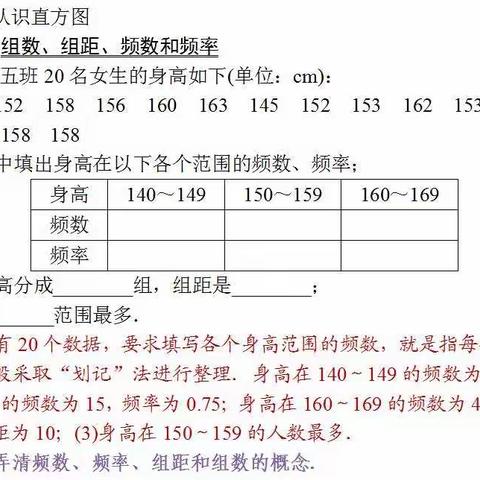 第三课  第十章数据的收集、整理与描述  10.2 直方图