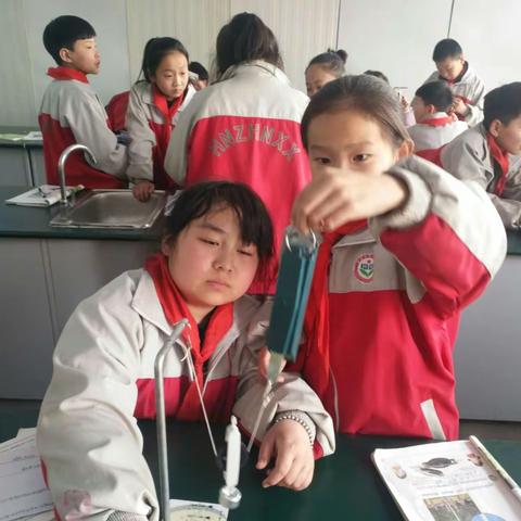 黄碾联校黄南学校科学实验课正在进行