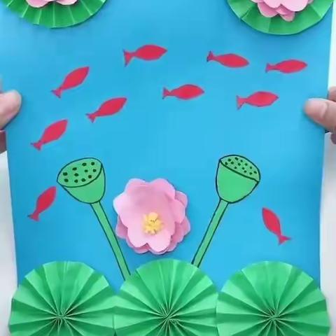 杜曲街道希望之星幼儿园小班组推荐手工《荷塘月色》
