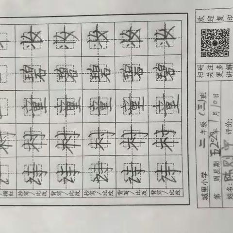 《城里小学陈则宇写字作品集》