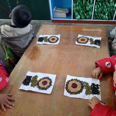 大三班室内活动～种子粘贴～盆花
