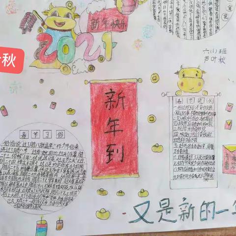 新年来到我家门——2021年广阳镇四棵树小学六一班“迎新年”手抄报大集合