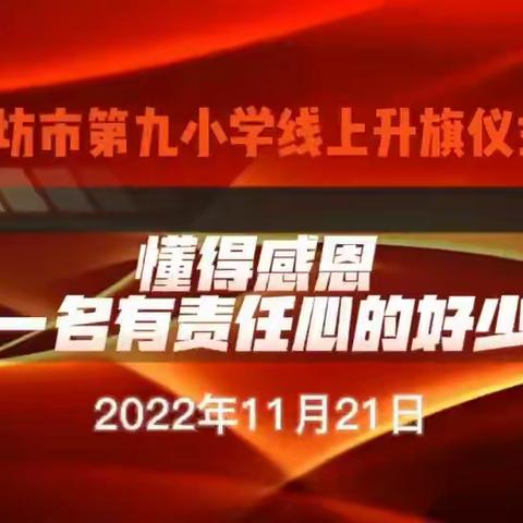 懂得感恩，做一名有责任心的好少年——廊坊市第九小学线上升旗仪式