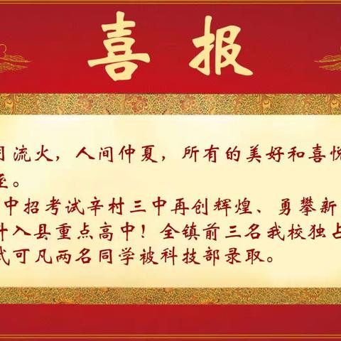 捷报传送心欢畅 中考佳绩创辉煌—记辛村三中2022年中考喜讯“送万家”活动
