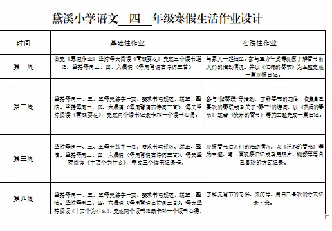 减负提质快乐多，缤纷创意迎佳节——黛溪小学四年级语文寒假作业展示