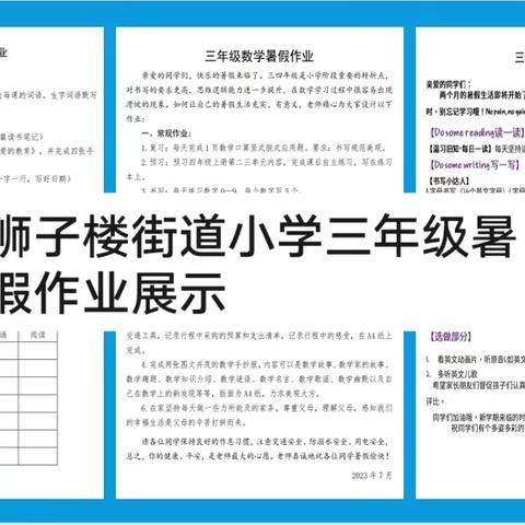 缤纷夏日，“暑”我精彩——狮子楼街道小学三年级暑假作业展示