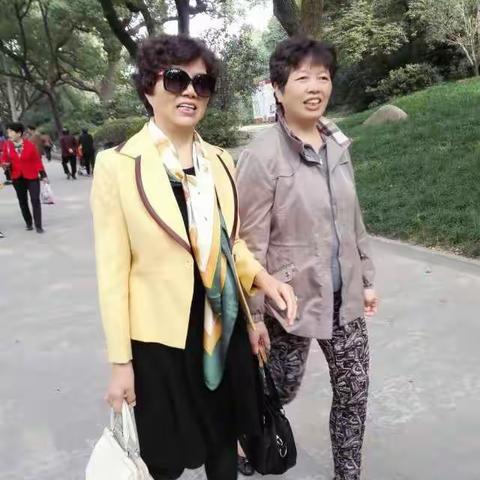 同学欢聚赏菊