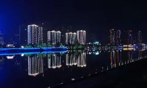 航拍黄山市夜景