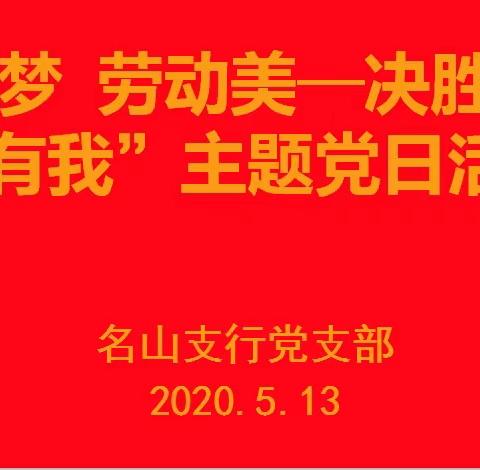 “中国梦•劳动美——决胜小康 奋斗有我”名山支行党支部开展主题党日活动