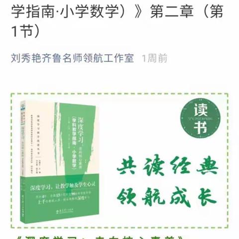 【临沂皇山小学    吕莎莎】《深度学习：走向核心素养》第二章：小学数学深度学习的教学设计（第1节）