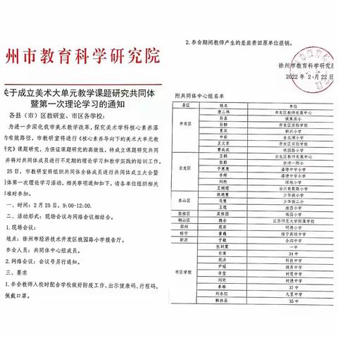 专家引方向，课题促成长——徐州市“核心素养导向下的美术大单元教学研究”课题开题暨课题研究共同体成立大会