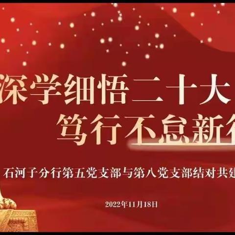 石河子分行第五党支部与第八党支部结对共建主题党日活动