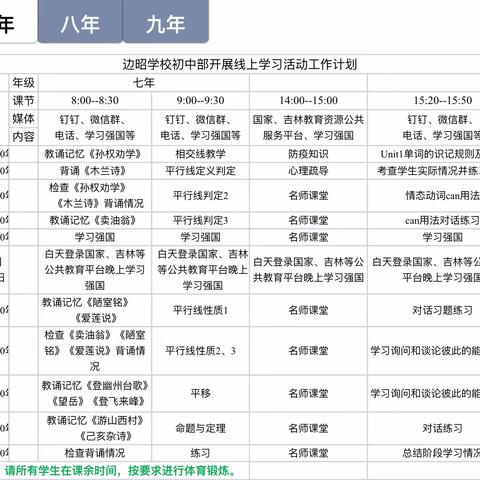 【通榆县边昭学校七年组】线上教学第一天，难忘的第一课