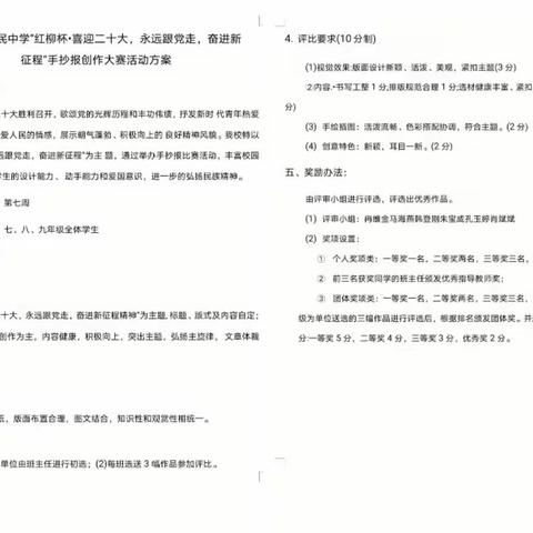 喜迎二十大，奋进新征程，永远跟党走——永靖县回民中学手抄报大赛