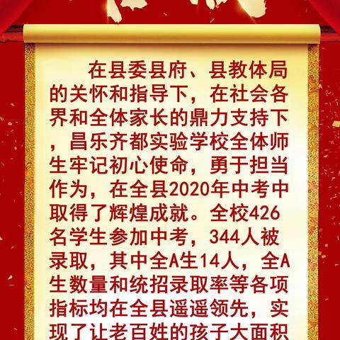 喜报｜昌乐齐都实验学校2020年中考勇创佳绩