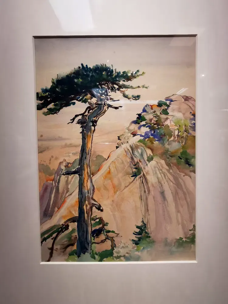 这次展览精选了钱松品,傅抱石,赵望云,何海霞,石鲁等艺术家描绘"五岳"