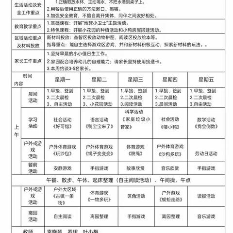 大一班第六周活动速递