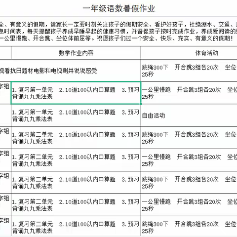 郑路镇中心小学暑假作业指导