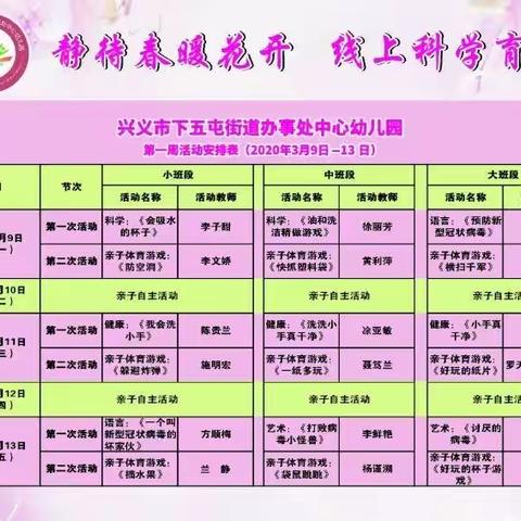 【中班组】静待春暖花开 线上科学育儿——下五屯办中心园线上教学游戏活动开始啦