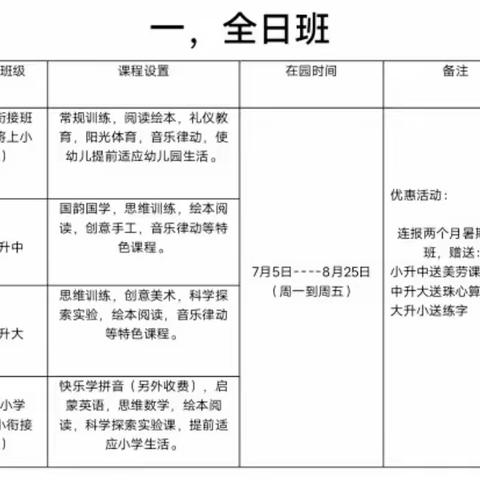七色光幼儿园暑假班开始招生啦！