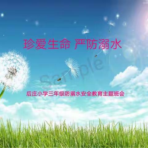 后庄小学三年级“珍爱生命，严防溺水”主题班会