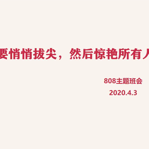 “你要悄悄拔尖，然后惊艳所有人”主题班会