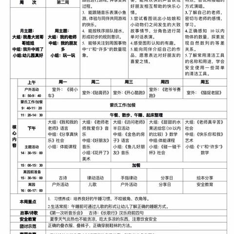 本周教学计划