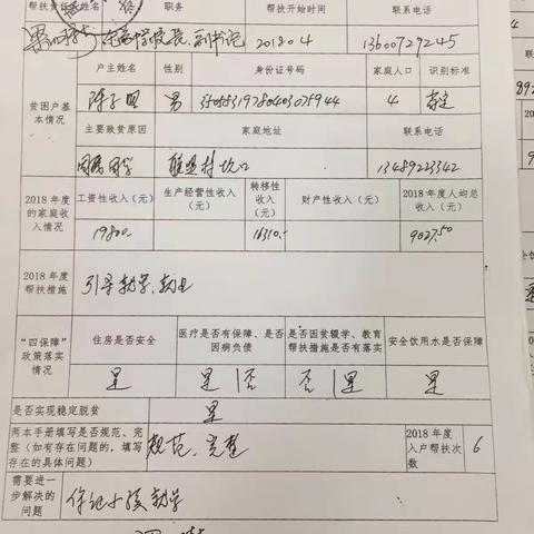 联盟村截止2019年底动态变化后，精准扶贫户省定7户23人，市定12户26人，计19户49/48人（2020.04.20周思章死亡）